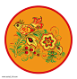 花卉叶子小鸟适合圆形纹样图案花纹
