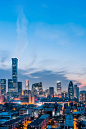 中国北京CBD建筑群高视角夜景图片下载