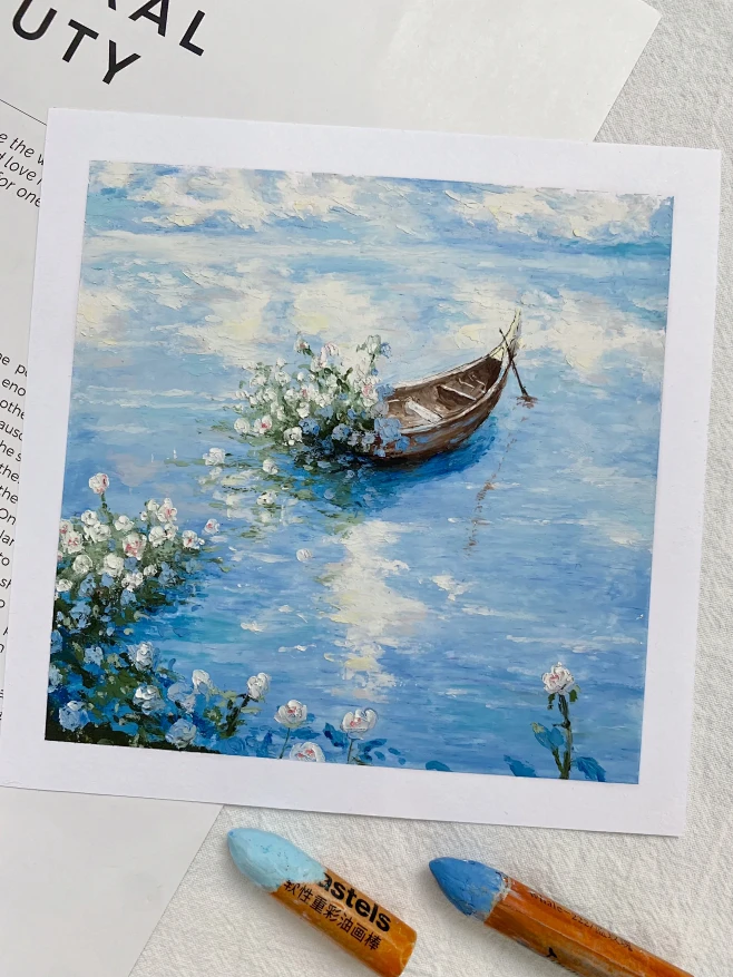 油画棒｜在无人的海面播撒浪漫（步骤 色号...
