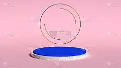 3d抽象背景渲染。粉色产品展示平台。室内讲台的地方。空白装饰模板设计。