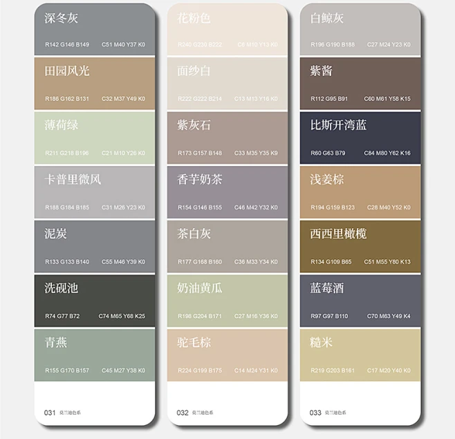 2025莫兰迪色卡CMYK四色色卡色板卡样板卡高级灰配色马卡龙色系-淘宝网-花瓣网