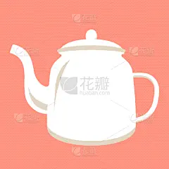 茶壶,白色,扁平化设计,分离着色,茶,饮料,传统,热,厨房器具,午餐