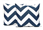 Chevron Pillow Cover Decorative Throw Pillow Cover 16 x 16 Navy Blue on White Slub Zippy by Premier Prints Nautical Decor#抱枕#条纹#海洋风#