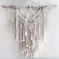 Large Macrame Wall hanging  A fusion knots and of course lots of fringing! The star of this piece is a beautiful long branch.  Your piece is made by hand using natural unbleached cotton and revived branches from local woods in Upstate NY and the Adirondac