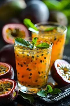 夏日消暑饮品清新百香果汁