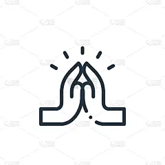 祈祷矢量图标孤立在白色背景。轮廓，细线祈祷图标为网站设计和移动，应用程序开发。细线祈祷轮廓图标矢量插