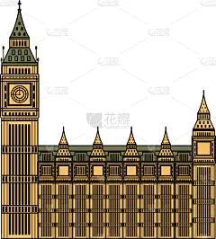 中世纪时代,建筑,彩色图片,伦敦,钟塔,分离着色,概念,建筑业