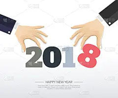 贺卡设计模板与现代文本为2018年的狗年。彩色数字2018绘制字母在彩色的背景。矢量插图。