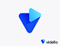 V + Play logo concept for video marketing app trustworthy 3d future futuristic vidello icon help evolution monogram brand branding entertainment promotion music mark button evolution leader fresh shadow platform fly application online business videos bran