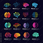 set of brain tech smart digital idea logo template vector icon