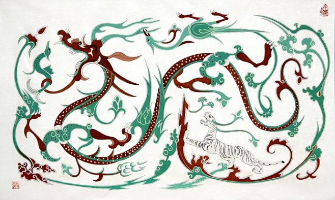 帛画作品四神云气图