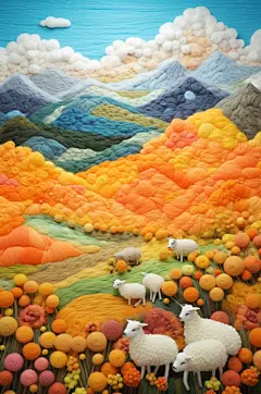AI数字艺术毛绒风秋季风景插画背景图