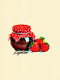 果酱 美食的世界 大师手绘复古水彩 草莓