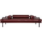 Modern Dorcia Daybed in Monochrome Burgundy Leather and Steel Frame by Luteca For Sale