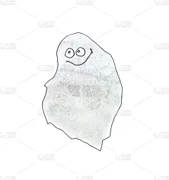 万圣节手绘插图。水彩画有趣而友好的鬼魂，精灵，博格特。孤立在白色背景上。设计的艺术元素