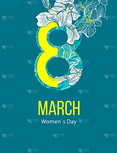 3月8日。女儿节快乐。负空间趋势。虹膜花的风格雕刻。彩色虹膜花素描. 