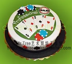 西安Mr.Tree翻糖蛋糕/艺术蛋糕/生日蛋糕 父亲节/爸爸生日/扑克牌-淘宝网