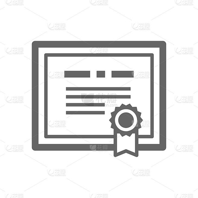 证书的图标。毕业证书或礼券。
