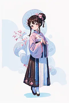卡通可爱古装美女汉服女生人物插画