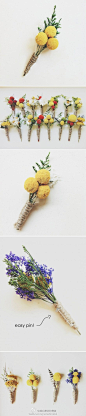 #胸花# 黄金球打造的自然风胸花 http://t.cn/zTZ2vEI (共5张图片)