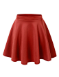 LE3NO Womens Basic Versatile Stretchy Flared Skater Skirt: 