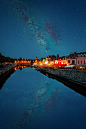 {photo of the day} Une nuit sous les étoiles by David.Keochkerian、夜空、明月、星星、月亮