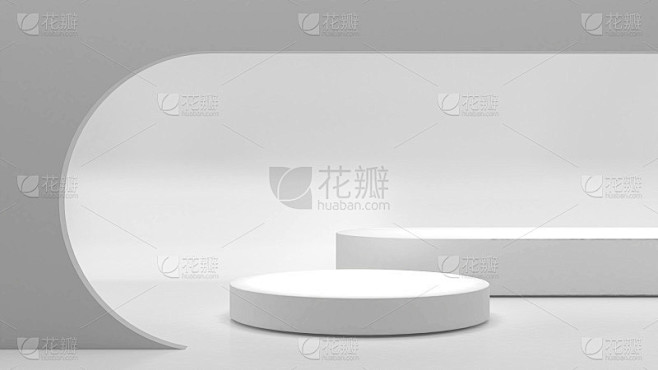 白色背景上的白色展台，模拟讲台上的产品展示