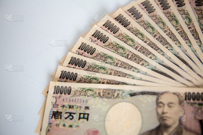 1万日元钞票，层层叠1万日元日本钞票