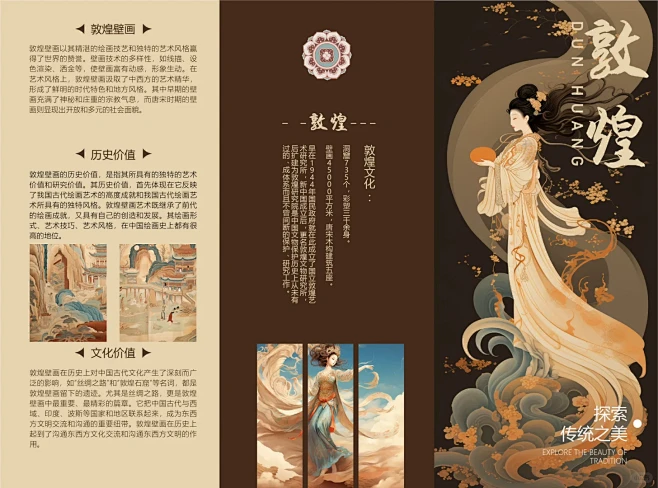 敦煌元素三折页设计 - 小红书