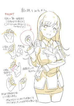 动漫人物手部动作的绘制，
一组手部动作绘制，
攻克手部误区和绘手要点
（ID=50579404 作者：ume）