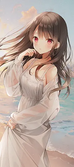Weri   二次元少女   海边
动漫壁纸   白色连衣裙