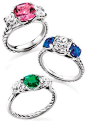 David Yurman engagement rings... kinda like the one w/ the saphires... not so much the other two | colourfully bejeweled | Pinterest@北坤人素材