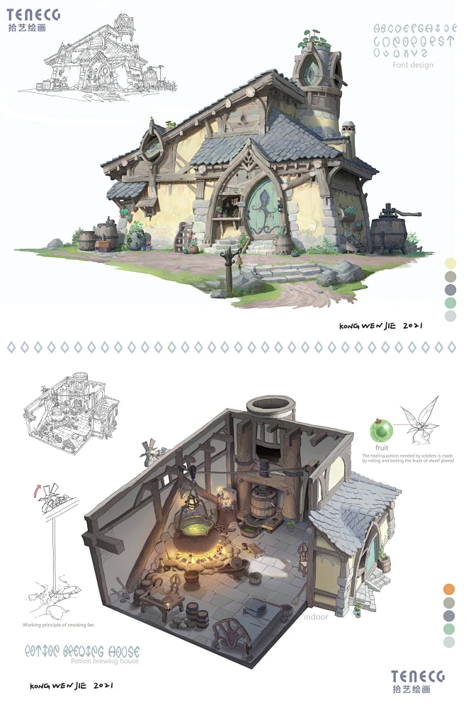 【拾艺绘画】场景设计 · 学员作品-花瓣网