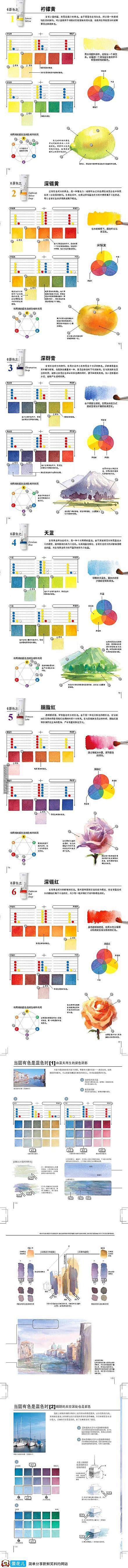 日本绘画大师铃木辉实的九种颜色的配色调色...