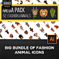 Fashion Animal Icons 扁平化卡通动物头像图标 矢量格式-淘宝网