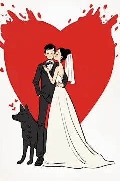可爱的新婚定制插画