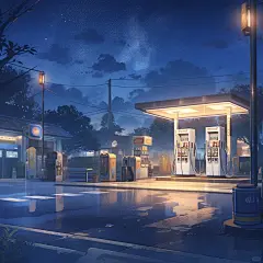 夜景，夏日便利店