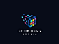 Founders Mosaic Logo Design application brand branding business clever cube design entrepreneur icon internet job knowledge logic logo management rubiks cube school smart tech technology