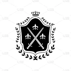 华丽的,王冠,图标,盾,外套,剑,华贵