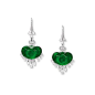 PAIR OF JADEITE 'RUYI' AND DIAMOND PENDENT EARRINGS. Each suspending a jadeite plaque of intense emerald green colour and very good translucency, carved as a ruyi, decorated with briolette- and marquise-shaped, rose- and brilliant-cut diamonds altogether 