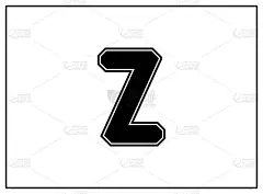 Z字母经典美国，大学风格字体。统一的黑色字母与黑色外等高线。复古运动的字体。球衣，t恤，篮球，棒球，