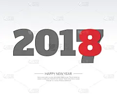 2018年新年快乐。问候卡。五颜六色的设计。矢量插图。