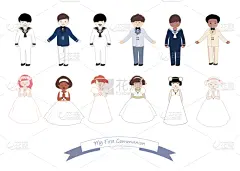 衣服,数字6,女孩,六个孩子的家庭,分离着色,男孩,可爱的,白色,请柬,收集