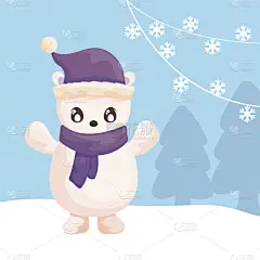 北极熊,冬天,围巾,帽子,地形,传统,事件,请柬,霜,雪