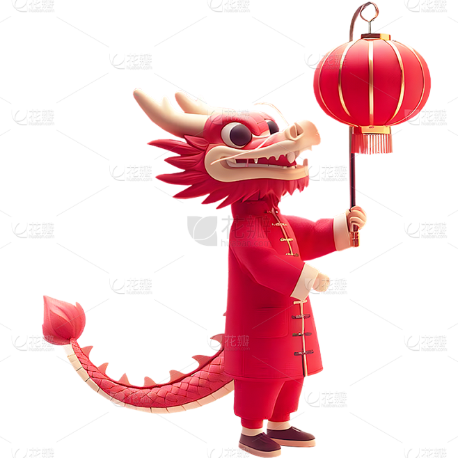 龙年春节通用软3D卡通中式拟人龙形象人物...