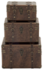 Modern and Unique Style Wood Leather Case Set of 3 Home Decor transitional-decorative-trunks