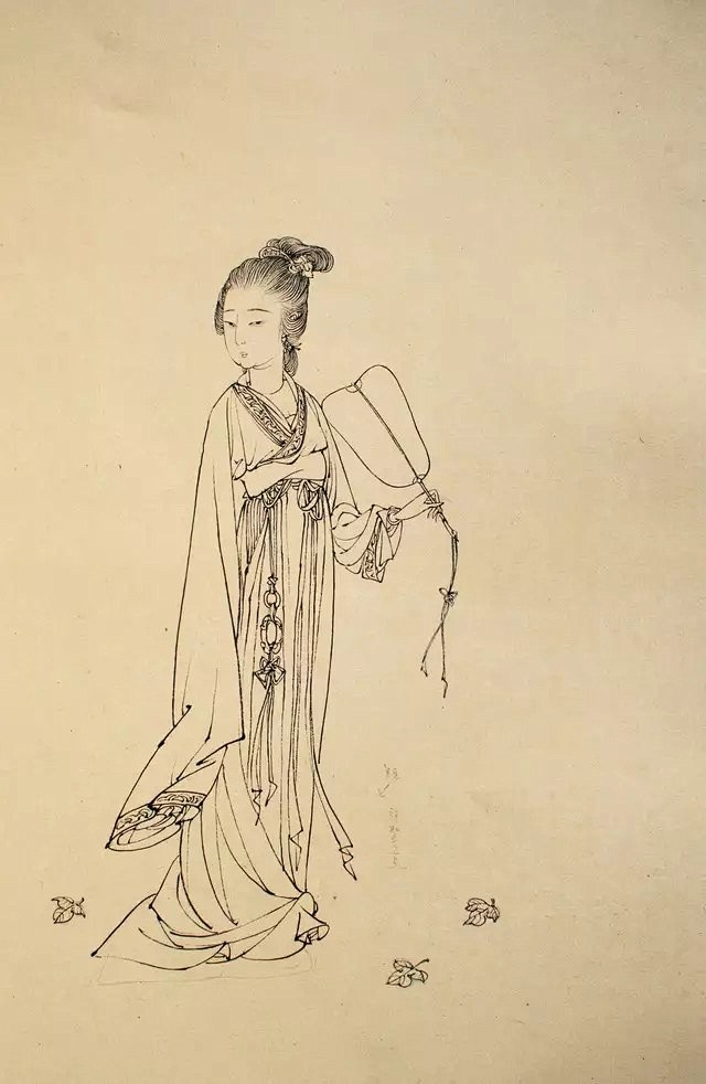 著名画家蔡岚工笔画仕女线描稿 ​​​​