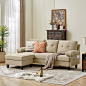Tornama 86&#;34 Convertible Sectional Sofa Couch, Modern Linen Fabric L Shaped Couch with Reversible Chaise, Upholstered Deep Seat Cushion 3 Seater Sofa for Small Space Apartment (Beige)