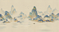 手绘千里江山图意境山水插画背景图片下载