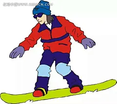 卡通滑雪的女孩插画|单板滑雪板|滑雪|绘画|卡通|女孩|生活百科|矢量素材|手绘|滑雪板|单板滑雪|拿着滑雪板|单板雪橇